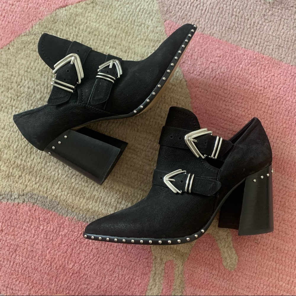 Gianni Bini Black Leather Studded Booties